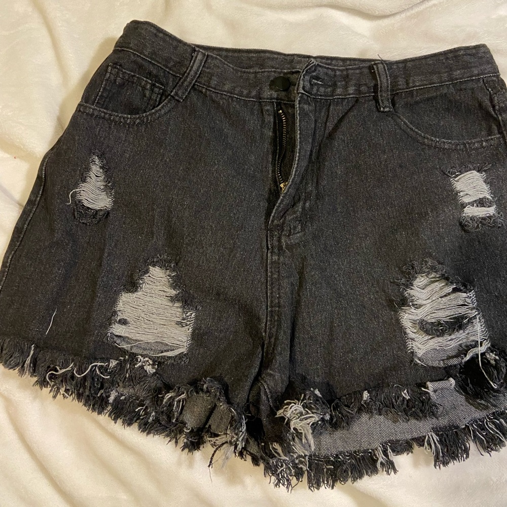 Black jean shorts